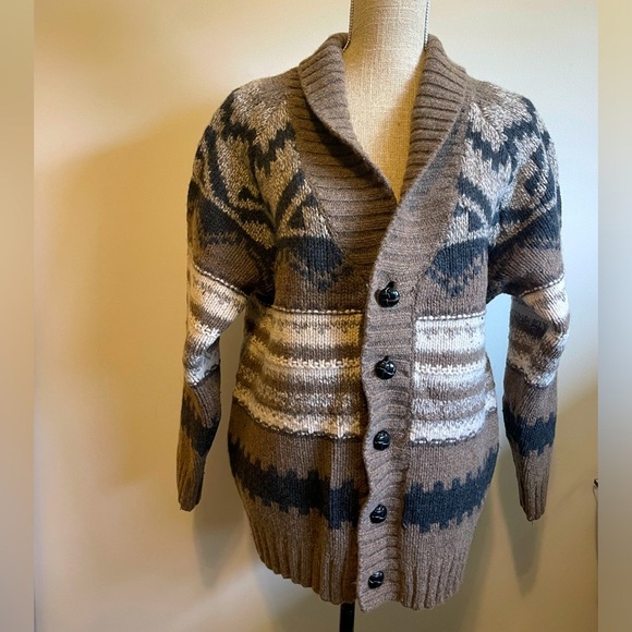 HUDSON NORTH - lambs wool "Quamichan cardigan," size large - Picture 1 of 4